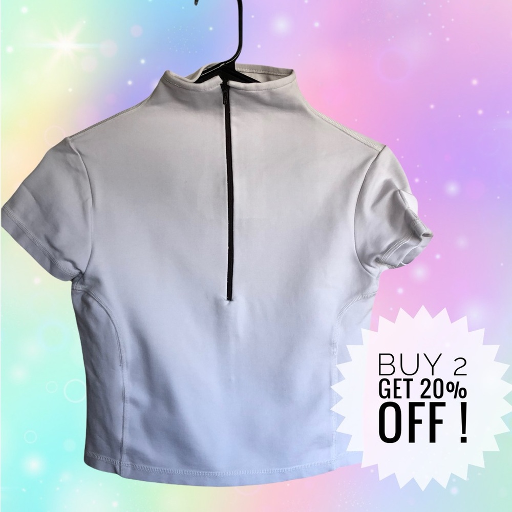 White Mock Neck Athletic Crop-Top Size S
